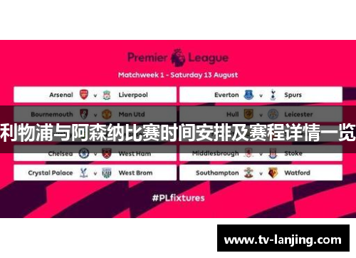 利物浦与阿森纳比赛时间安排及赛程详情一览 利物浦与阿森纳比赛时间安排及赛程详情一览